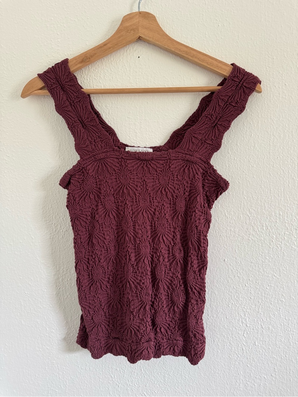 Altar'd State Maroon Ruched Square-Neck Tank